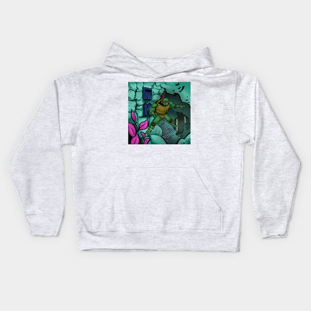 Dam Turtles Kids Hoodie by Rumble's Blue and Friends Too 